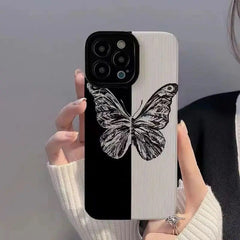 B/W Butterfly iPhone Textured Silicone Case