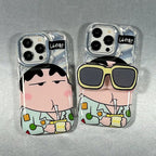 Shin Chan With 3D Sunglasses Bracket Phone Holder iPhone Soft Case