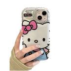 Protective Apple iPhone Back Cover - Hello Kitty With 3D Sunglasses Bracket Phone Holder iPhone Soft Case - Style 4