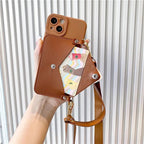 Protective Apple iPhone Back Cover - Luxury Heart Wallet Crossbody Bracelet Lanyard iPhone Rubber Silicone Case - Style 6