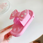 Protective Apple iPhone Back Cover - 3D Pink Bow Slipper Trendy Rubber Silicone iPhone Case - Style 5