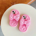 Protective Apple iPhone Back Cover - 3D Pink Bow Slipper Trendy Rubber Silicone iPhone Case