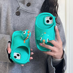 3D Green Dinosaur Phone Holder Rubber Silicone Case