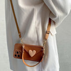 Protective Apple iPhone Back Cover - Luxury Heart Wallet Crossbody Bracelet Lanyard iPhone Rubber Silicone Case - Style 3