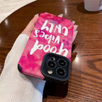 Protective Apple iPhone Back Cover - Good Vibes Only Pink iPhone Textured Soft Silicone Case - Style 4