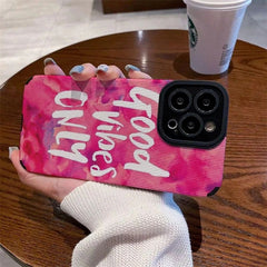 Good Vibes Only Pink iPhone Textured Soft Silicone Case