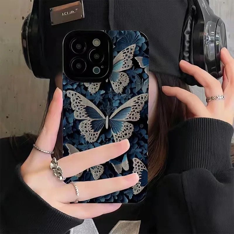 Protective Apple iPhone Back Cover - New Butterfly iPhone Textured Soft Silicone Case - Style 4