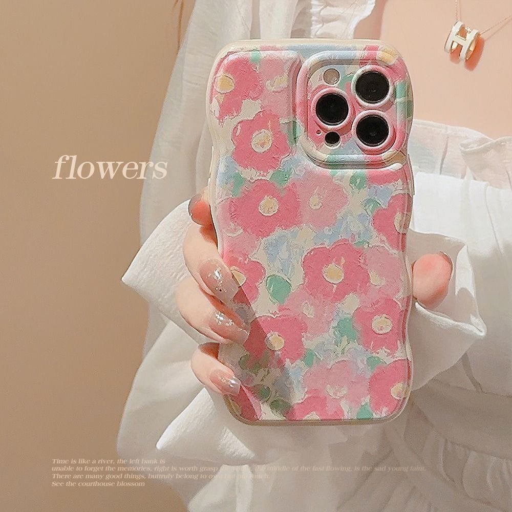 Protective Apple iPhone Back Cover - Pink Cute Floral Flowers iPhone Silicone Case - Style 3