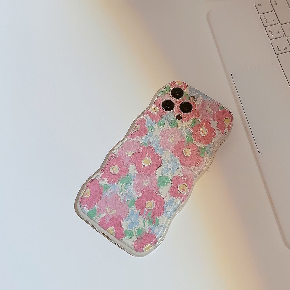 Protective Apple iPhone Back Cover - Pink Cute Floral Flowers iPhone Silicone Case - Style 5