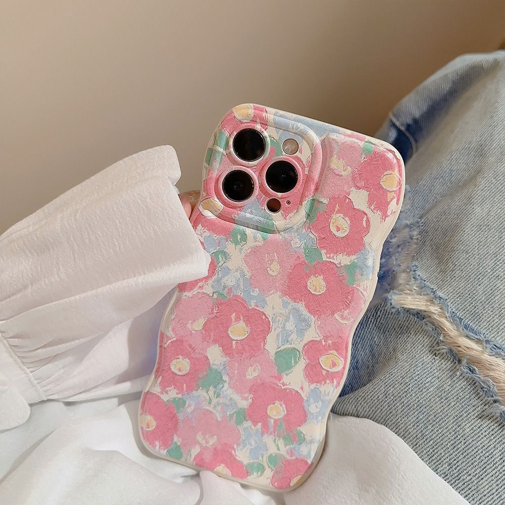 Protective Apple iPhone Back Cover - Pink Cute Floral Flowers iPhone Silicone Case