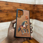 Samsung Galaxy S24 Ultra Embroidery PU Leather Case with Inside Cloth- Horse Mobile Case by CoverMeUp - Style 4
