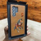 Samsung Galaxy S24 Ultra Embroidery PU Leather Case with Cloth Inside - Horse Mobile Case by CoverMeUp - Style 2