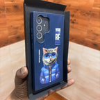 Samsung Galaxy S24 Ultra Embroidery PU Leather Case with Cloth Inside - Blue Mobile Case by CoverMeUp - Style 2