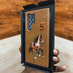 Samsung Galaxy S24 Ultra Embroidery PU Leather Case with Cloth Inside - Horse Mobile Case by CoverMeUp - Style 3