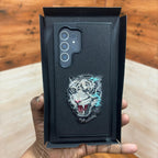 Samsung Galaxy S24 Ultra Embroidery PU Leather Case with Cloth Inside - Tiger Mobile Case by CoverMeUp