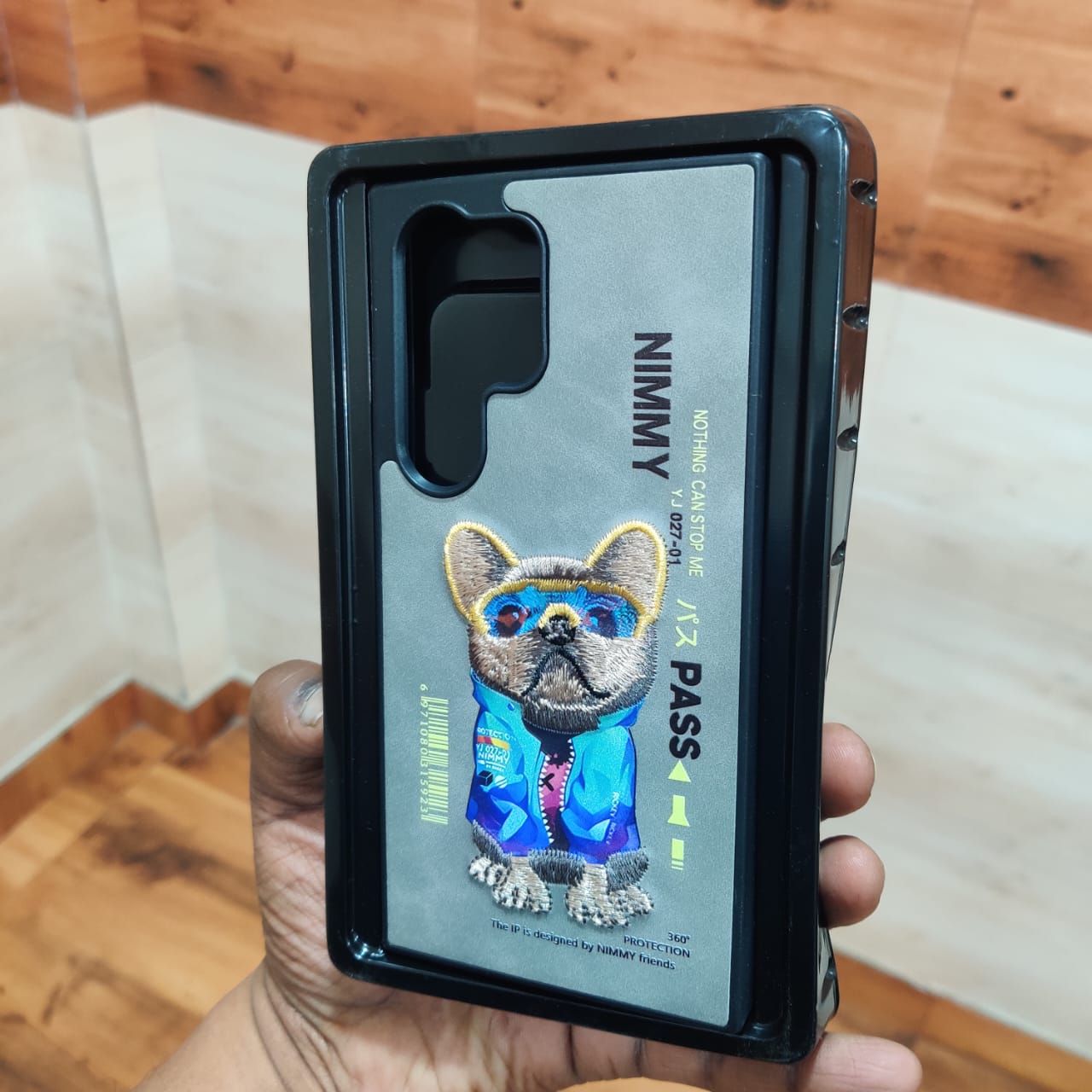 Samsung Galaxy S24 Ultra Embroidery PU Leather Case with Cloth Inside - Dog Mobile Case by CoverMeUp - Style 3