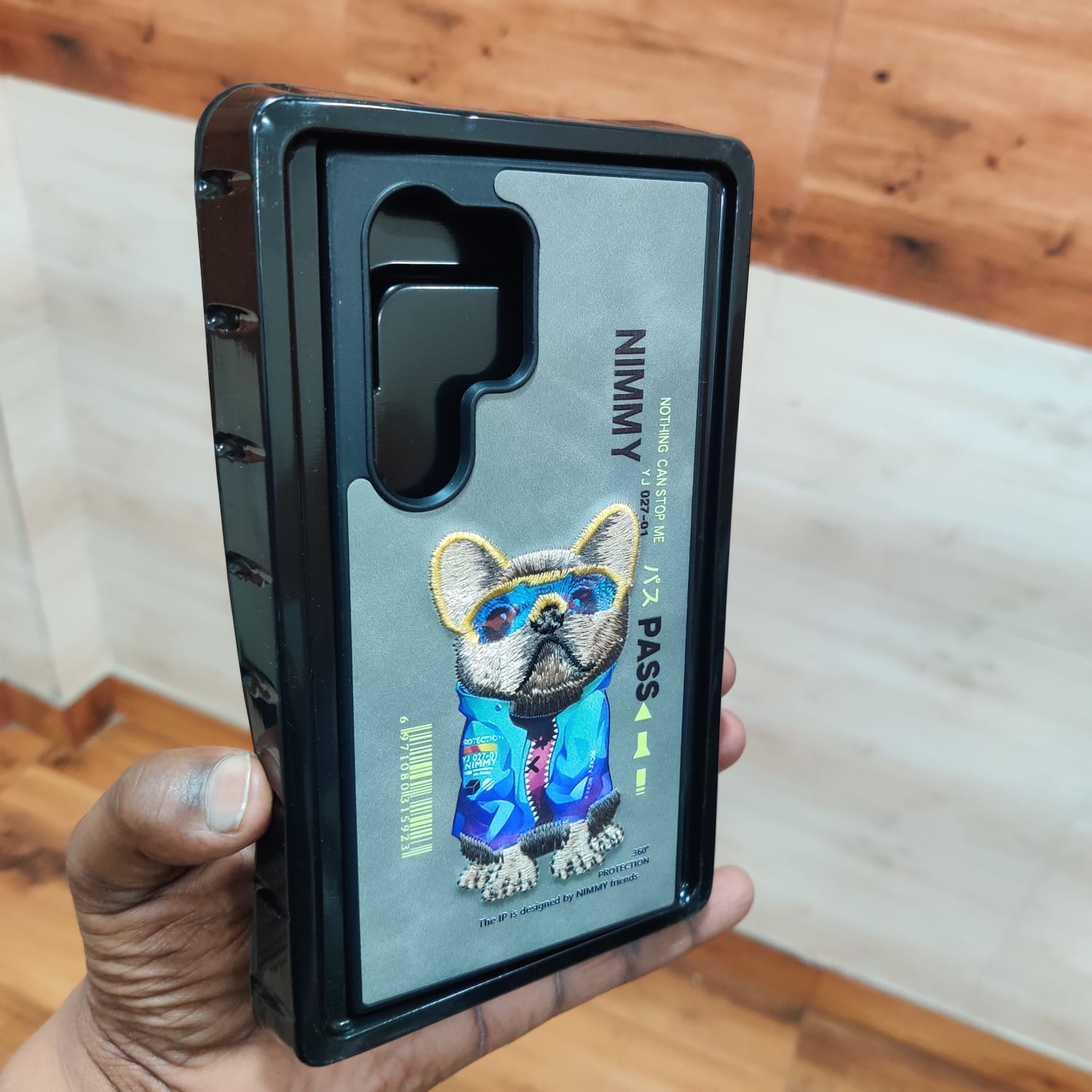 Samsung Galaxy S24 Ultra Embroidery PU Leather Case with Cloth Inside - Dog Mobile Case by CoverMeUp - Style 2