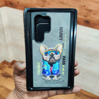 Samsung Galaxy S24 Ultra Embroidery PU Leather Case with Cloth Inside - Dog Mobile Case by CoverMeUp