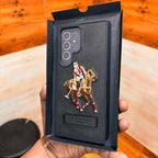 Samsung Galaxy S24 Ultra Polo Embroidery Leather Case with Kickstand - Black Mobile Case by CoverMeUp - Style 3
