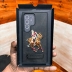Samsung Galaxy S24 Ultra Polo Embroidery Leather Case with Kickstand - Black Mobile Case by CoverMeUp