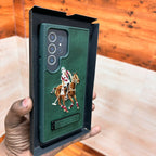 Samsung Galaxy S24 Ultra Polo Embroidery Leather Case with Metal Kickstand - Green Mobile Case by CoverMeUp - Style 4