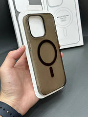 Transparent Smoke Grey Gloss Finish Magsafe Compatible Case with Animation/Notification for iPhone 15 Plus