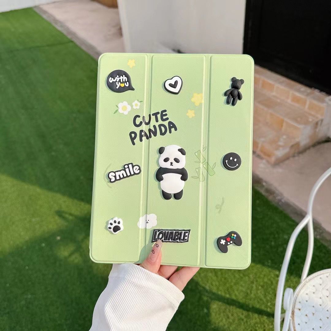 3D Cute Panda PU Leather Finish  Foldable Flip Case for iPad 10.9 (10th Gen 2022)