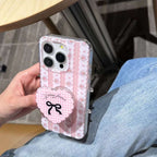 Protective Apple iPhone Back Cover - Beautiful Pink design with Heart Pop Socket Case for iPhone - Style 2
