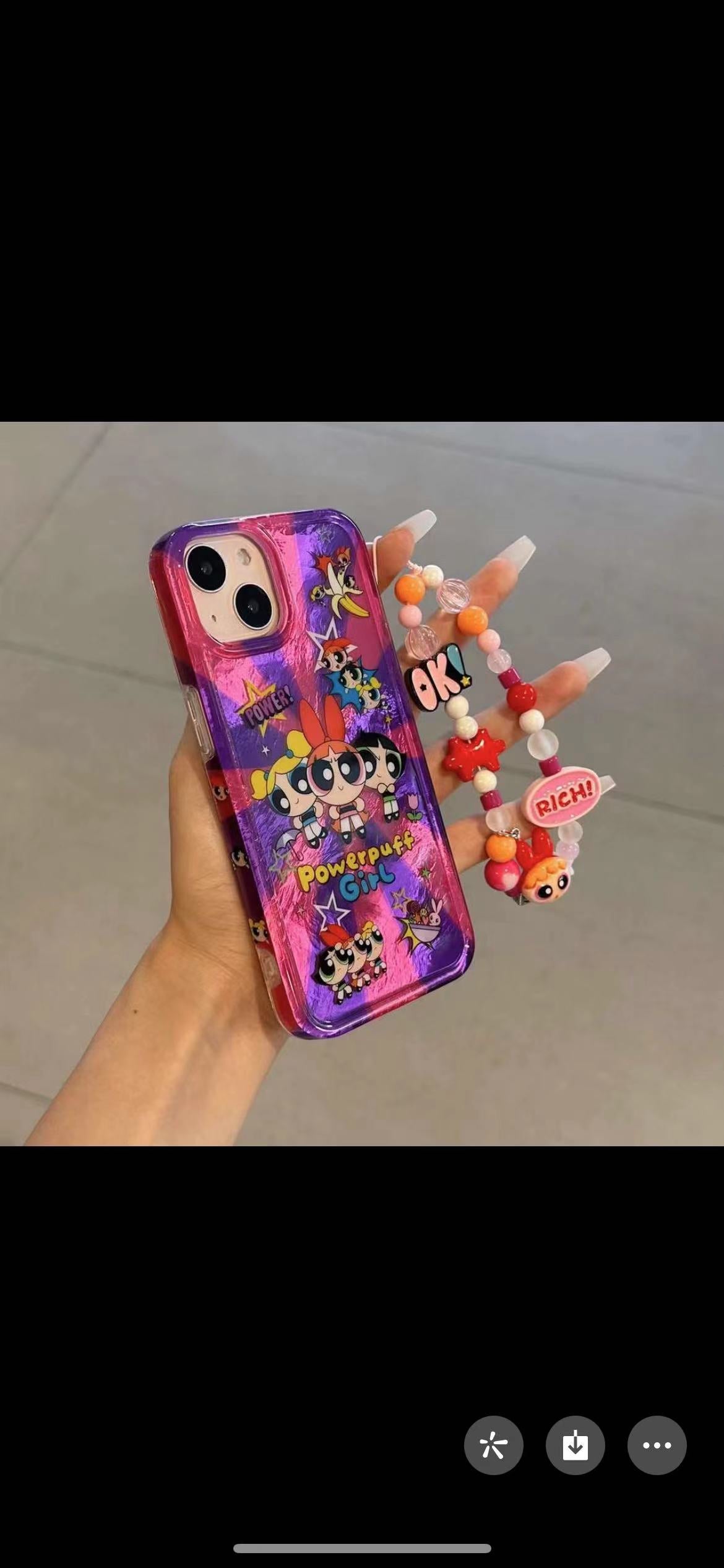 Powerpuff Girls Cartoon iPhone Case with Charm Bracelet