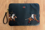 Santa Barbara Polo Embroided  Black PU Leather Macbook Sleeve for Macbook 13"/14"/ iPad Pro 12.9 Mobile Case by CoverMeUp
