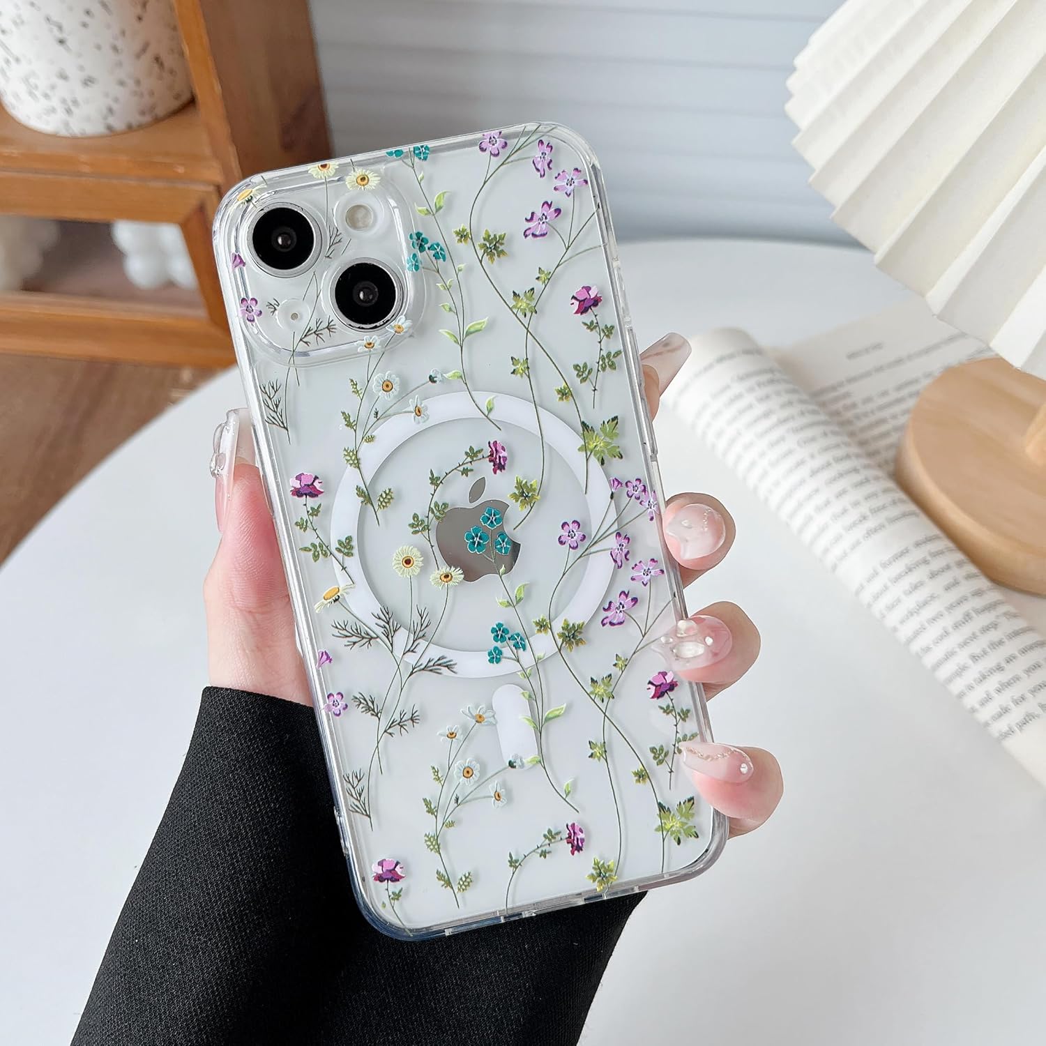 New Floral Flower Custom Magsafe Clear Transparent Hybrid Silicone Slim Case Mobile Case by CoverMeUp