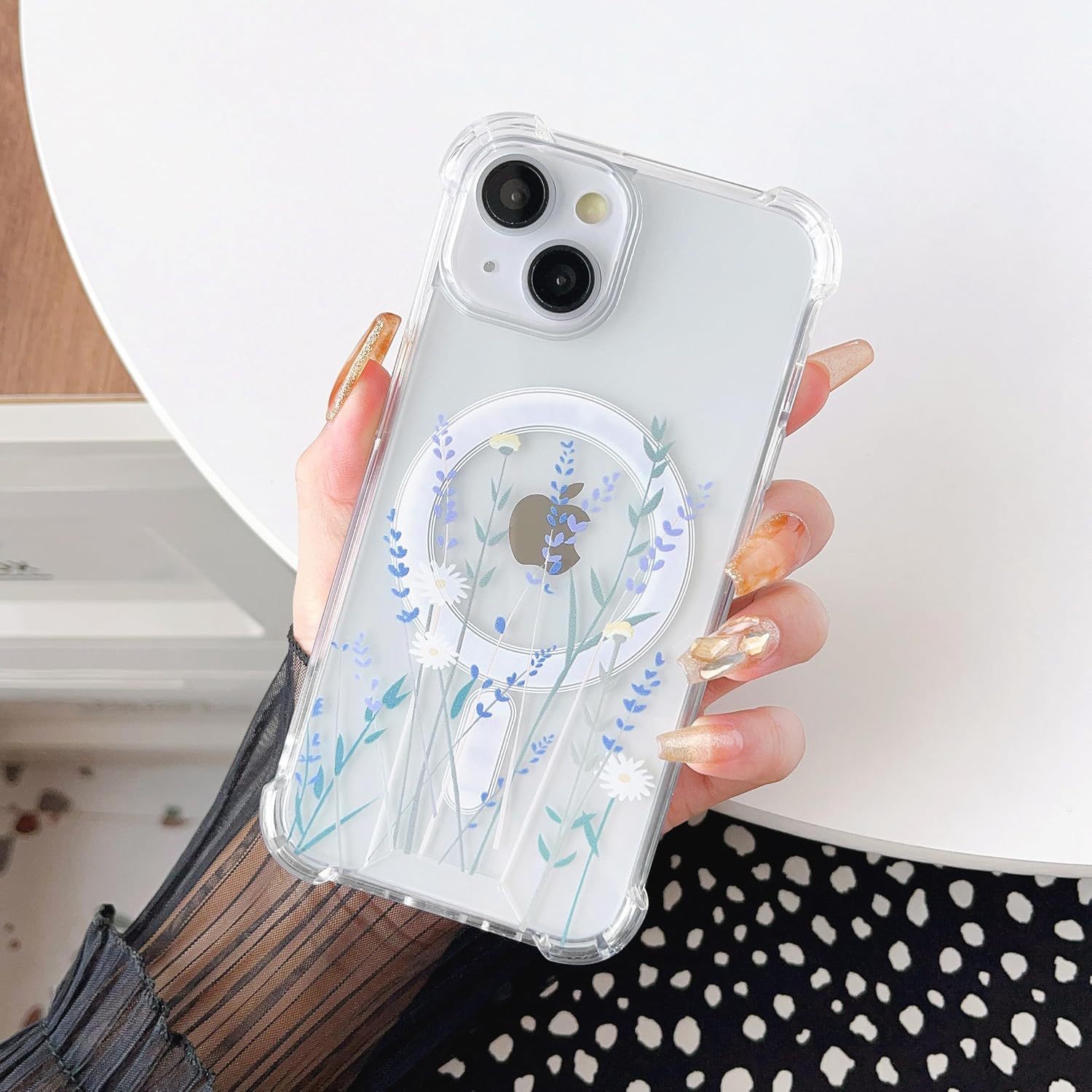 Floral Flower Grass Custom Magsafe Clear Transparent Hybrid Silicone Slim Case Mobile Case by CoverMeUp