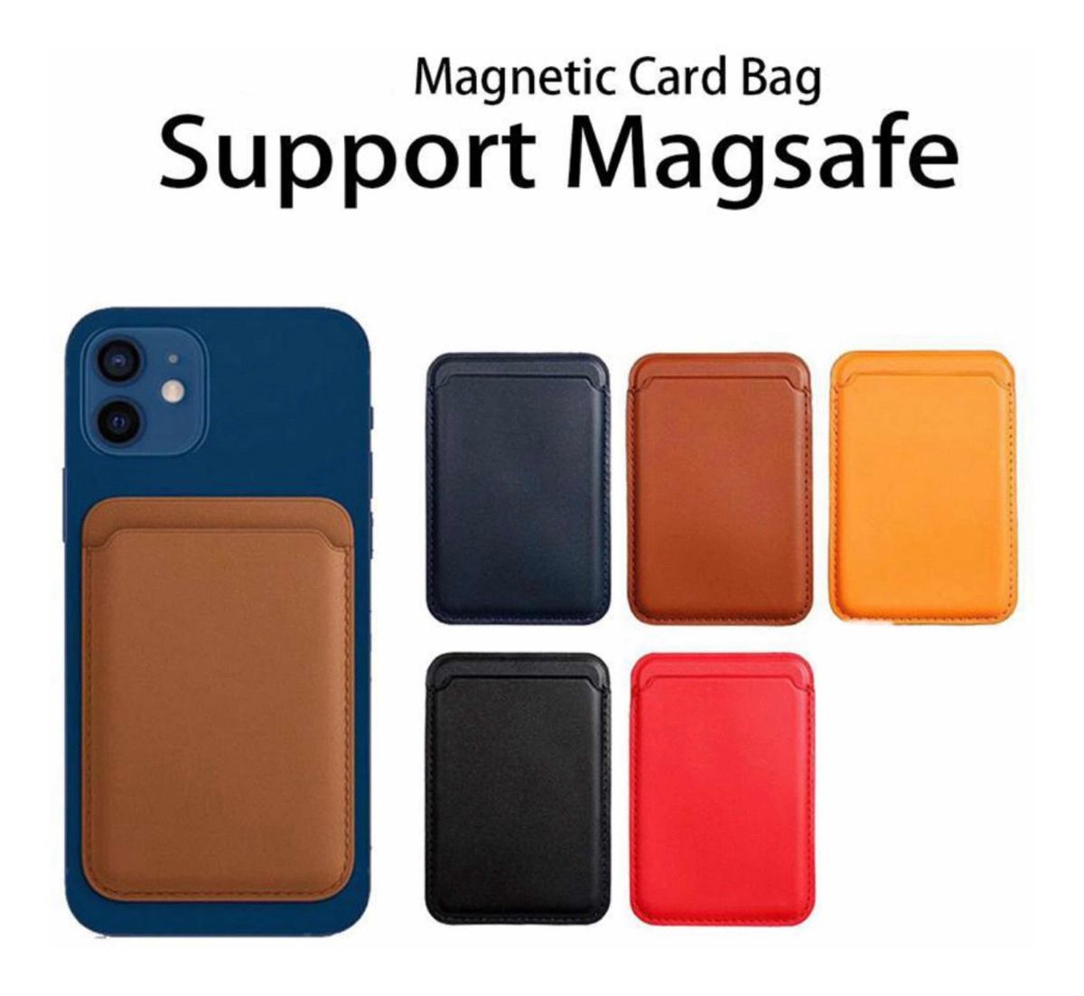 Protective Apple iPhone Back Cover - Magnetic Phone Vegan Leather Wallet - Slim Cards Holder Designed for MagSafe Compatible with iPhone - Style 2