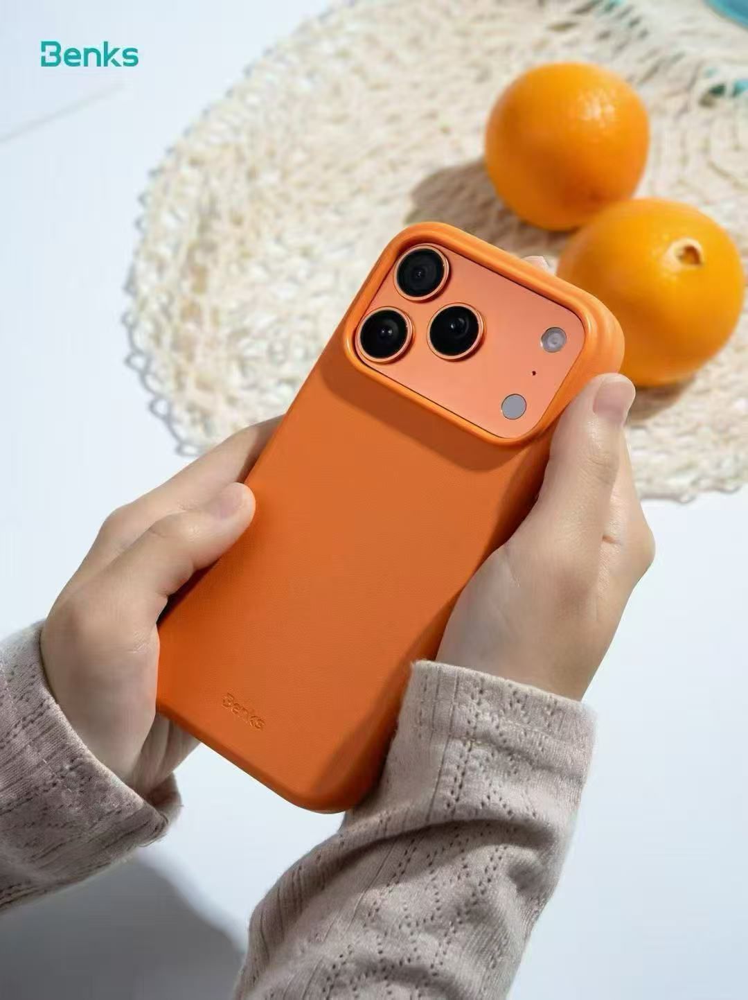 BENKS Vita Pro Series Genuine PU Leather Case for iPhone 17 Pro (ORANGE)