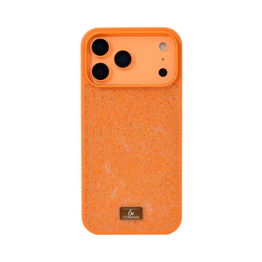 Protective Apple iPhone Back Cover - Bling World Swarovski Glitter Case for iPhone 17 Pro (Orange)