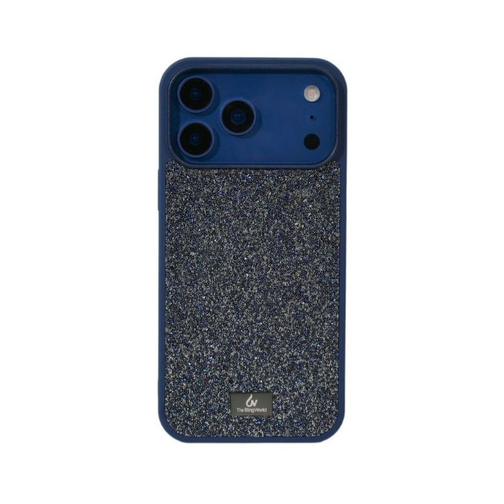 Protective Apple iPhone Back Cover - Bling World Swarovski Glitter Case for iPhone 17 Pro (Blue)