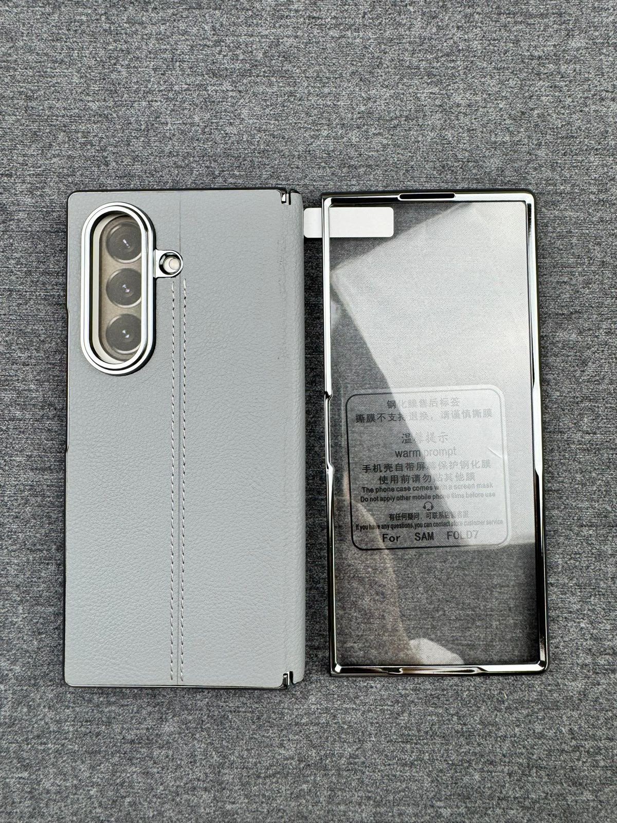 Side Protection Leather with Glass Case for Samsung Galaxy Z Fold 8 Series