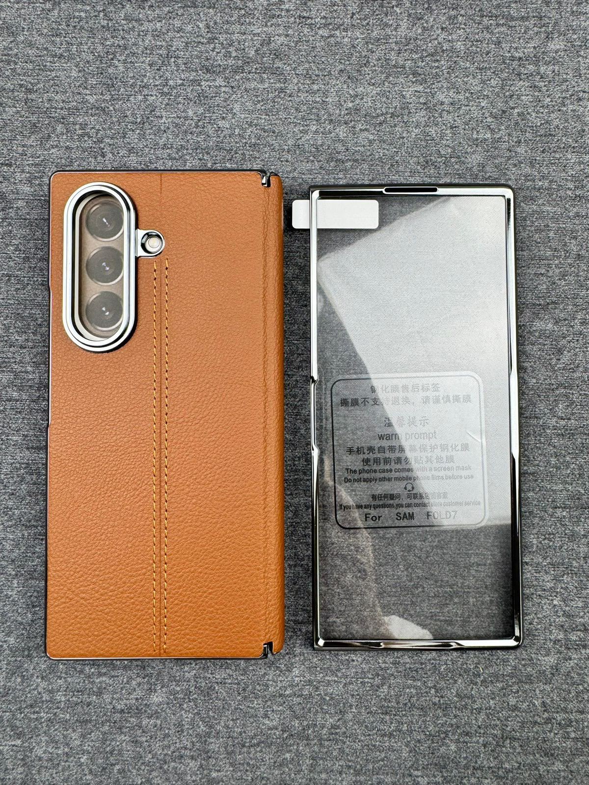Side Protection Leather with Glass Case for Samsung Galaxy Z Fold 8 Series