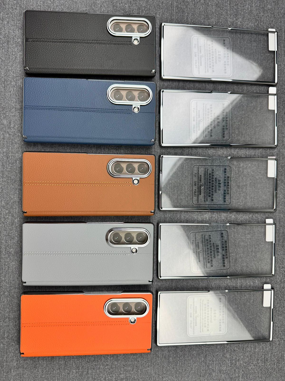 Side Protection Leather with Glass Case for Samsung Galaxy Z Fold 8 Series