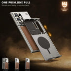Samsung Galaxy S25 Ultra Aero Flex Frameless Metal Leather Case with Built-in Magsafe & Aroma - Brown Mobile Case by CoverMeUp - Style 3