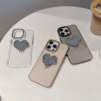 Protective Apple iPhone Back Cover - Luxury Heart Mirror iPhone Case with Rhinestone Accents – Shockproof & Stylish - Style 5