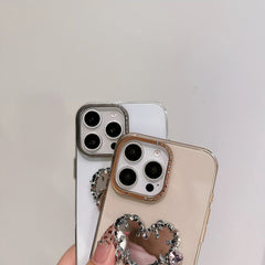 Luxury Heart Mirror iPhone Case with Rhinestone Accents – Shockproof & Stylish
