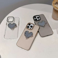 Luxury Heart Mirror iPhone Case with Rhinestone Accents – Shockproof & Stylish