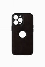 Protective Apple iPhone Back Cover - Logo Cut Leather Hard Case for iPhone - Style 3