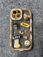 Protective Apple iPhone Back Cover - Cute 3D Coffee and Bear Case for iPhone - Style 3