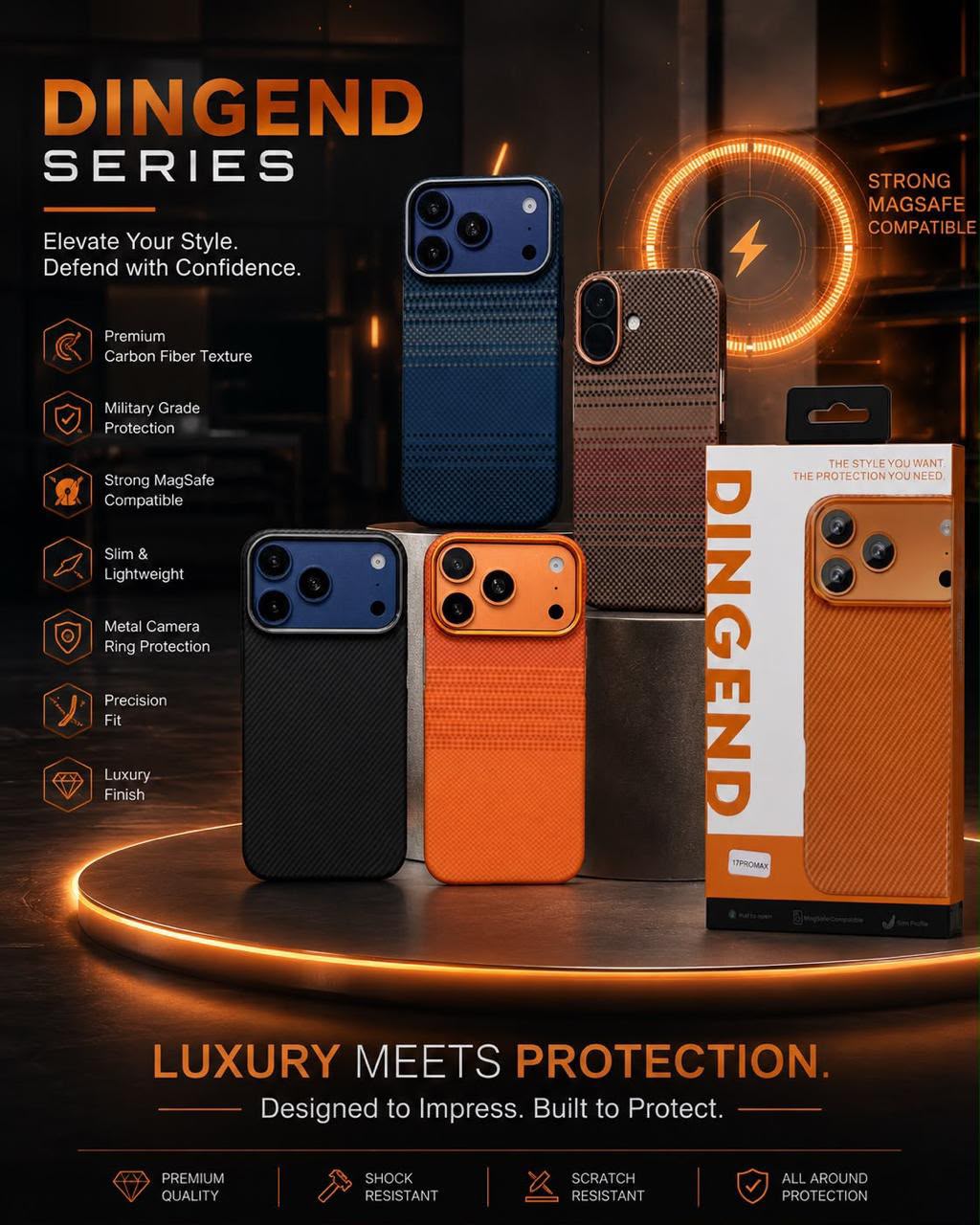 DINGEND SERIES KEVLAR CARBON CASE FOR IPHONE SERIES