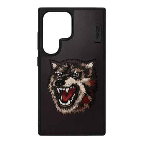 Wolf 3D Embroidered Leather Case for Samsung Galaxy S24 Ultra– Rugged Luxury Protective Cover