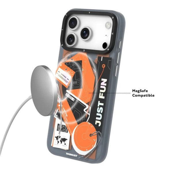 YOUNGKIT Matte Finish Different Dimensions Series Magsafe Case for iPhone 17 Pro Max (Orange)