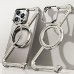 Protective Apple iPhone Back Cover - Z Metal Frameless Case with MagSafe Magnetic Stand for iPhone 16 Series - Style 11