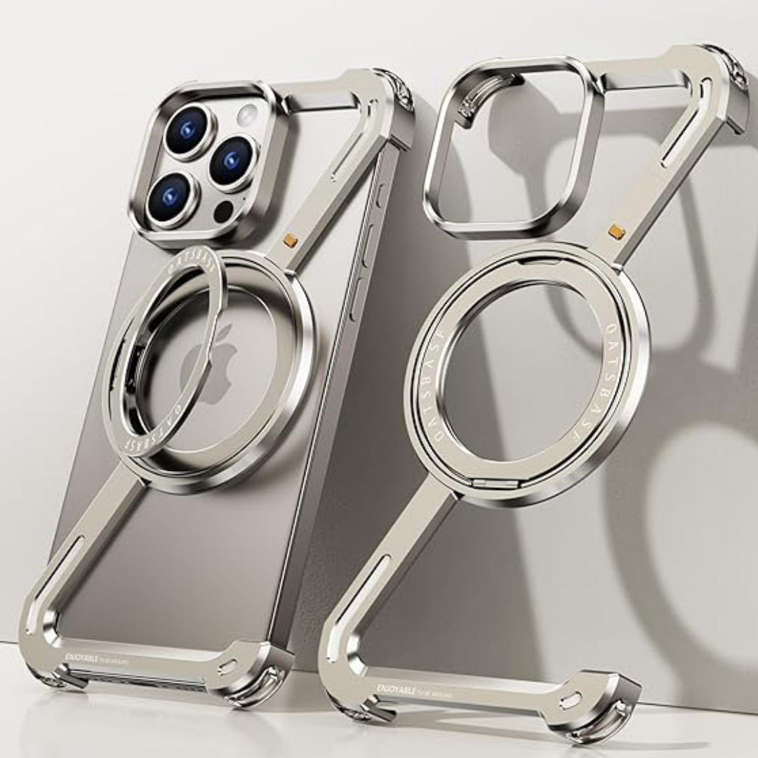 Z Metal Frameless Case with MagSafe Magnetic Stand for iPhone 15 Series